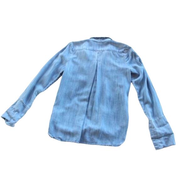 ANTHROPOLOGIE Blue Denim Chambray Washed Long Sleeve Tencel Button Shirt Top S - Picture 6 of 8